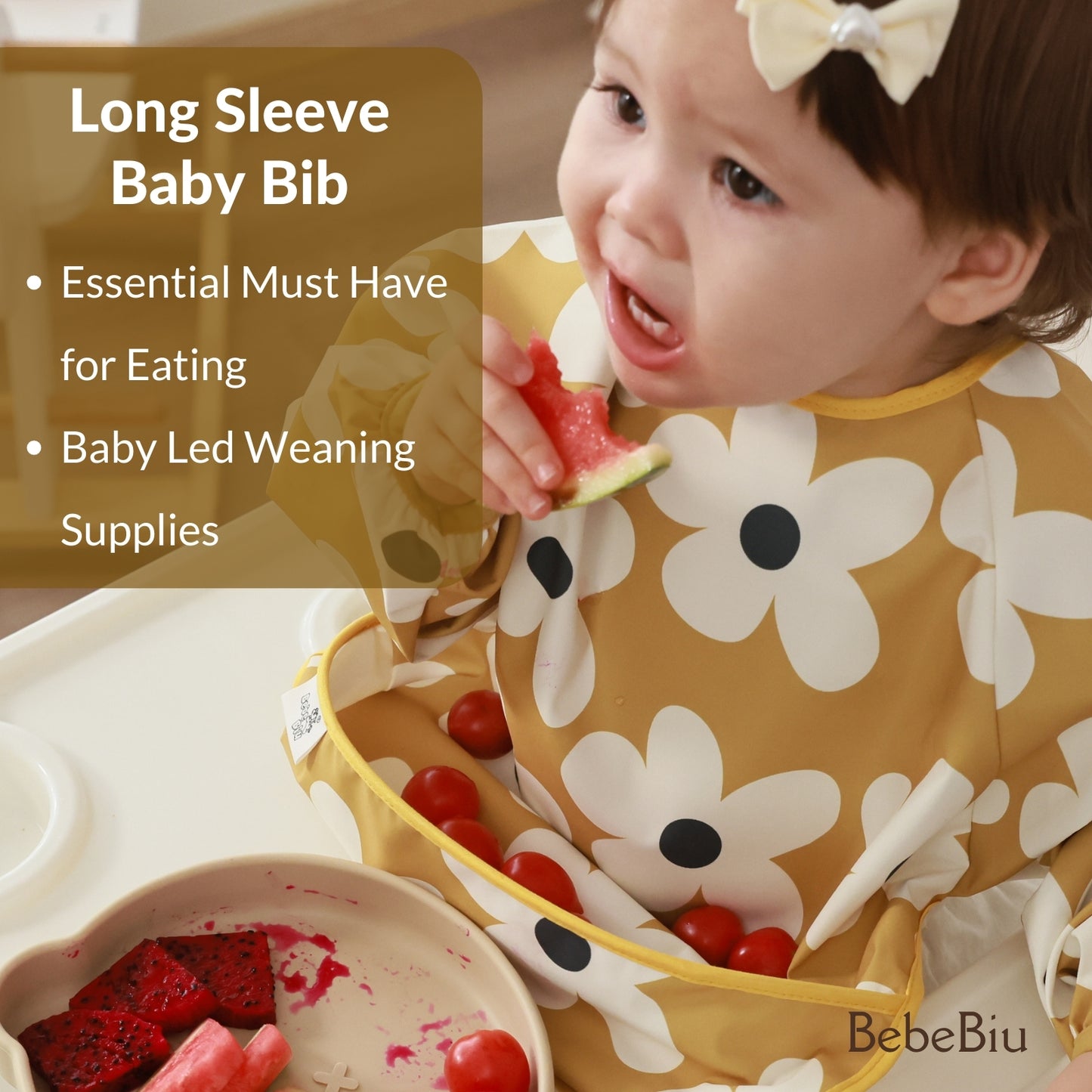 Long Sleeve Baby Bib (Boats Maroon, Small 6-24 Months)