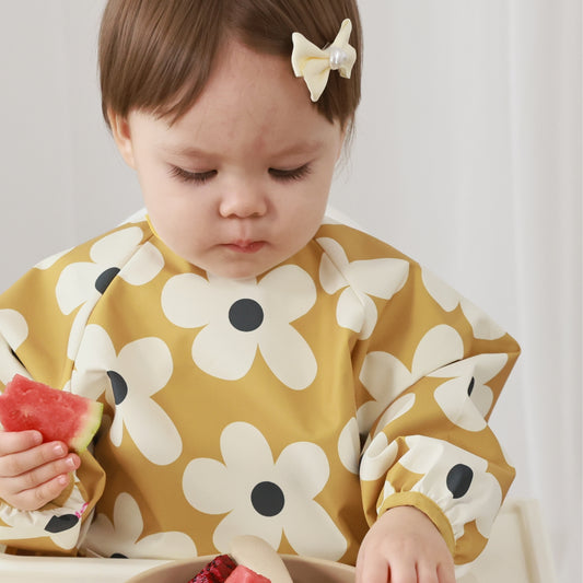 Long Sleeve Baby Bib (Alphabet Rose, Small 6-24 Months)