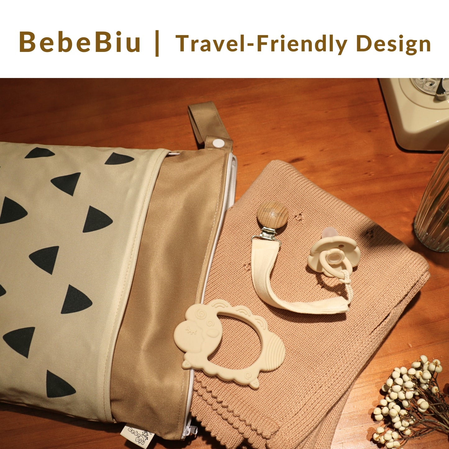 2 Pack Fabric Pacifier Clips (Cream/Blush)