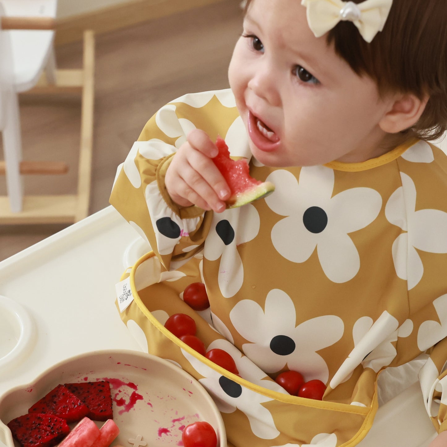 Long Sleeve Baby Bib (Lovry Sage, Small 6-24 Months)