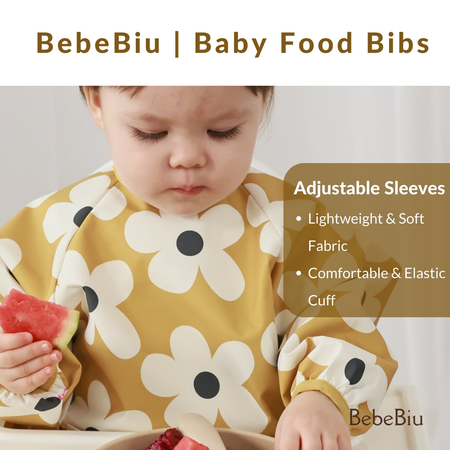 Long Sleeve Baby Bib (Lovry Blush, Small 6-24 Months)