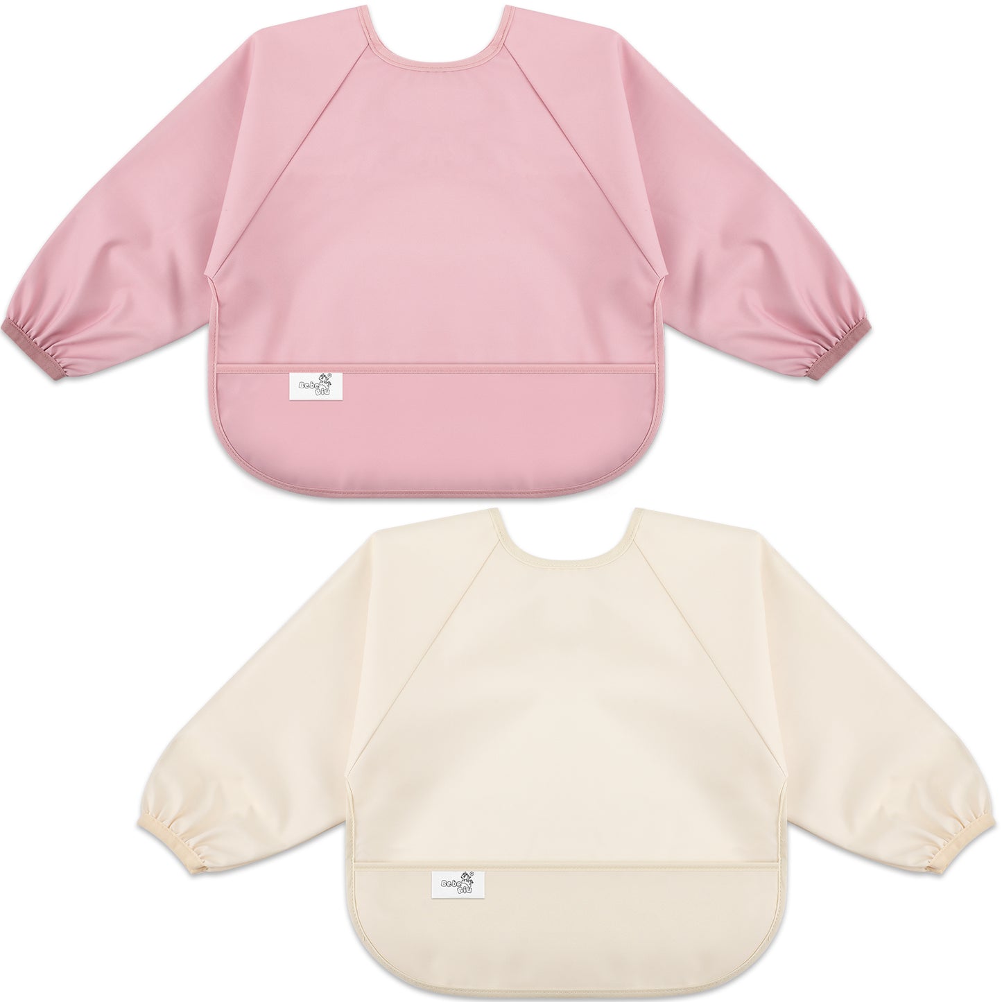 Long Sleeve Baby Bib (Lovry Blush, Small 6-24 Months)