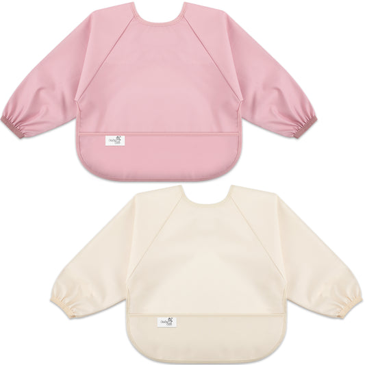 Long Sleeve Baby Bib (Lovry Blush, Small 6-24 Months)