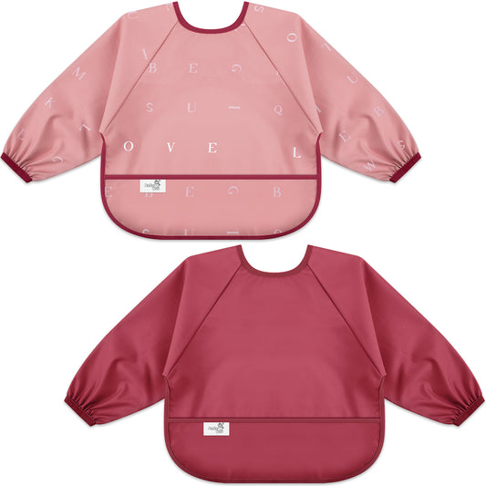 Long Sleeve Baby Bib (Alphabet Rose, Small 6-24 Months)