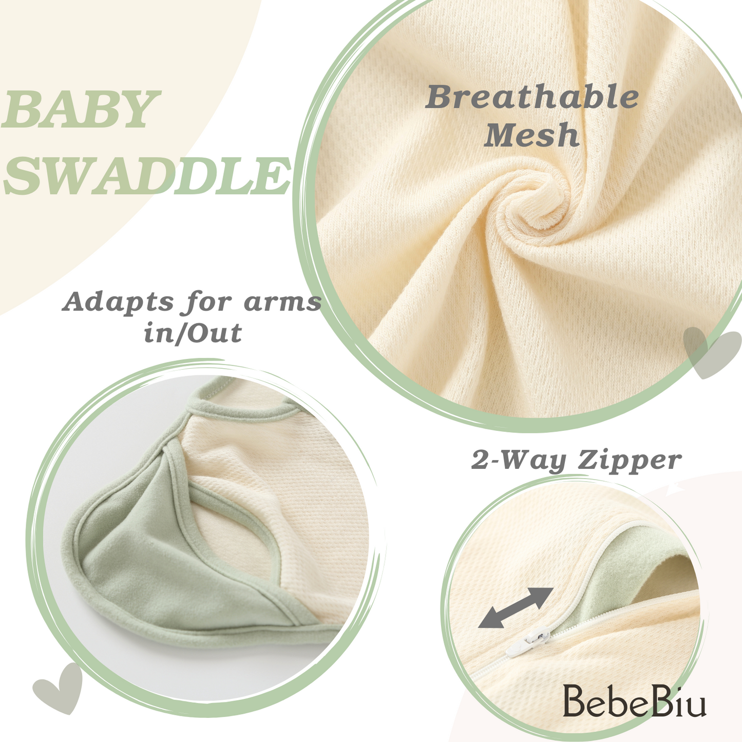 Baby Swaddle Sleeping Bag 0.5 TOG (Lovry & Pale Mauve)