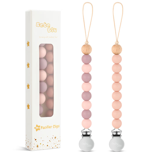 2 Pack Pacifier Clips, Silicone Pacifier Clip (Mauve/Muted)
