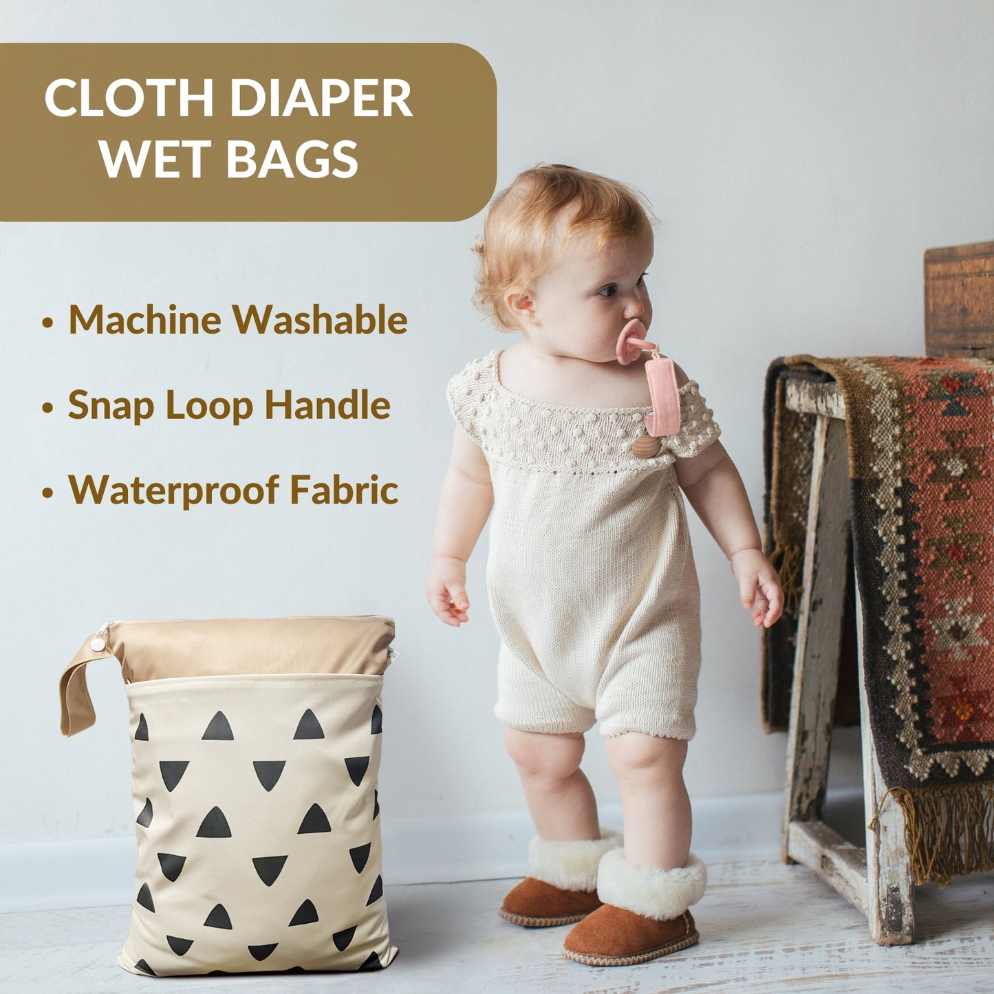 Cloth Diaper Wet Bags  (Green Check)