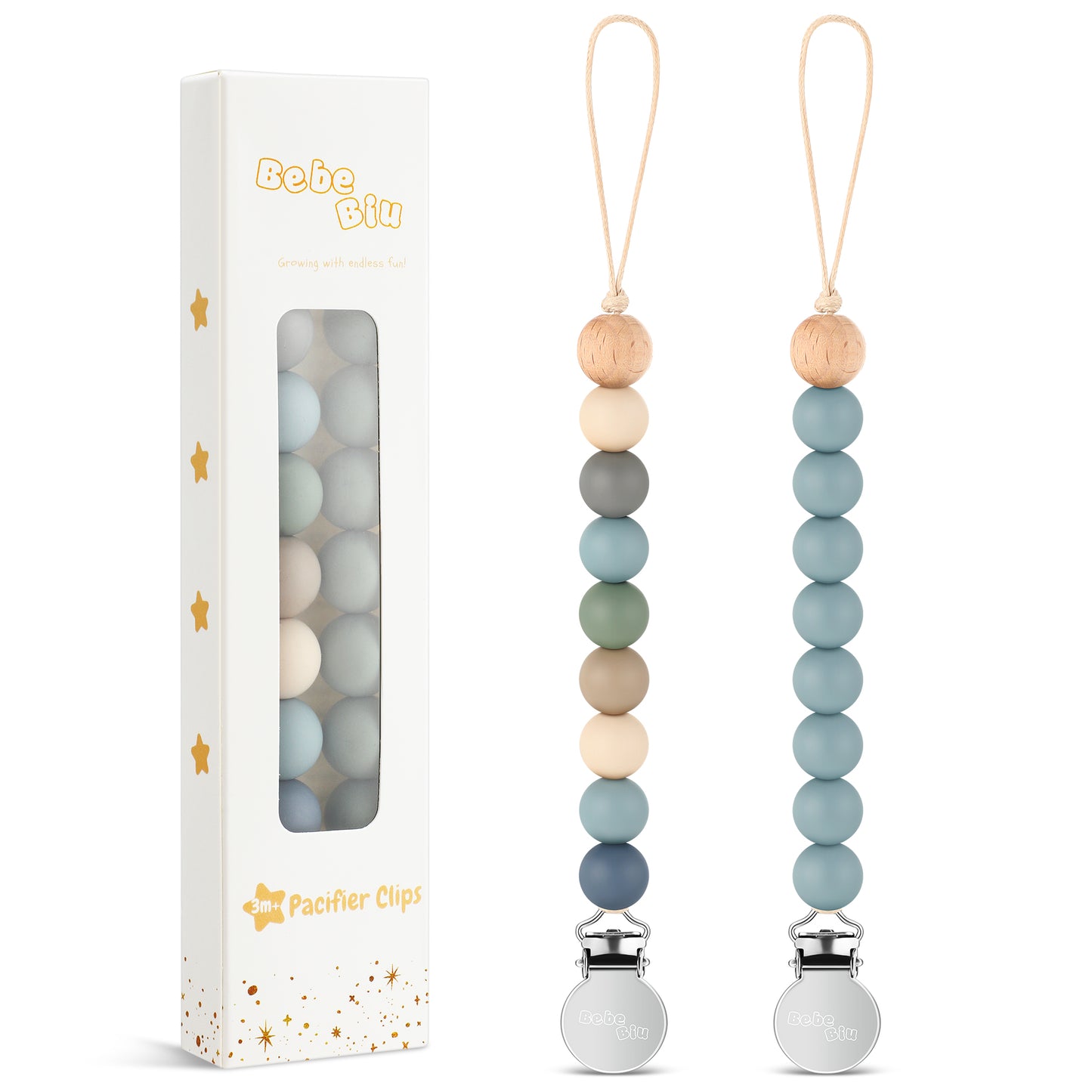 2 Pack Pacifier Clips, Silicone Pacifier Clip (Wilderness/Ether)