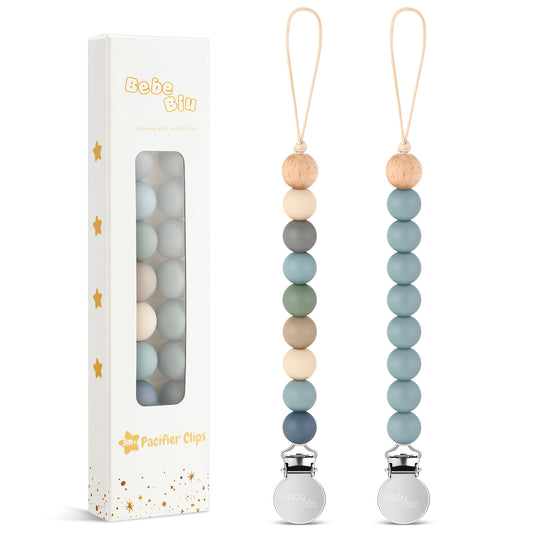 2 Pack Pacifier Clips, Silicone Pacifier Clip (Wilderness/Ether)